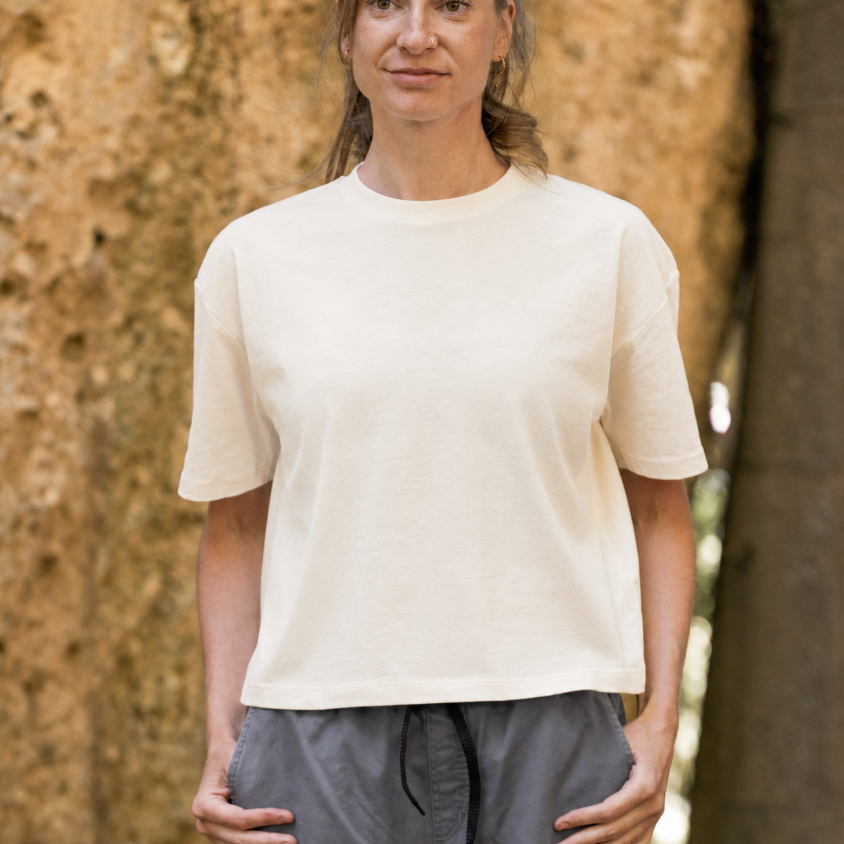 Feed your Flow Cropped T-Shirt aus Bio-Baumwolle für Damen